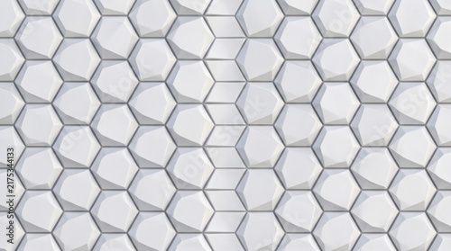 White Modern 3D Geometric Hexagon Tile Pattern Texture Background
