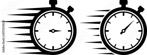 Картината върху платно Stopwatch timers with motion speed lines vector graphic icons stopwatch timer mo
