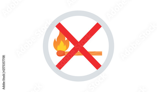 Bild auf Leinwand No fire or open flame sign, prohibited matchstick icon, vector illustration vect