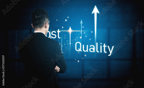 Increase quality and reduce cost represent quality, cost, and performance optimization for business strategy and resource efficiency Vouch