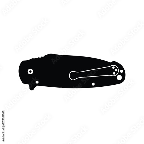 Folding knife silhouette icon vector flat design.
