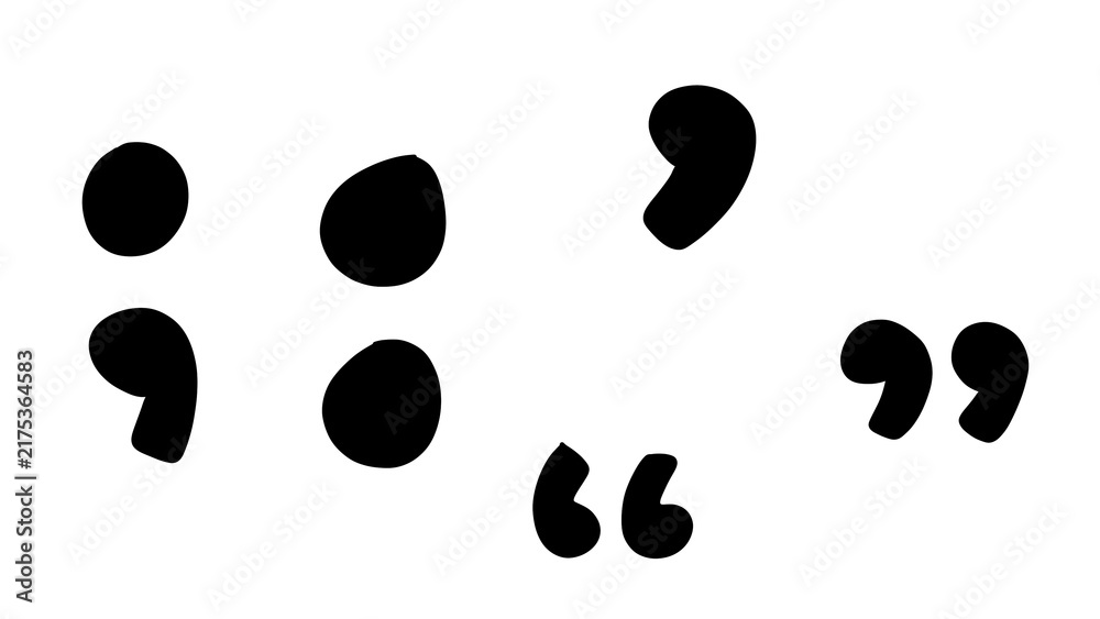 Fototapeta premium Black Punctuation Marks Semicolon Colon Comma Quotes Hand Drawn Transparent PNG Clipart