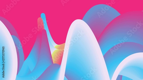 Pink abstract background with blue and white 3D fluid wave elements for presentation