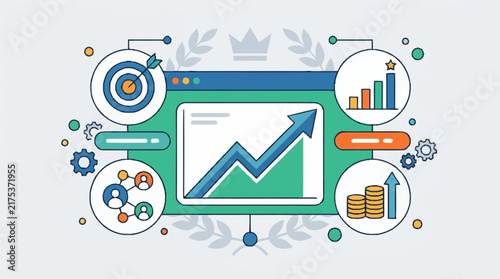 Digital Marketing Analytics Growth Strategy Infographic Illustration.