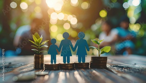 Family protection insurance concept with secure financial background