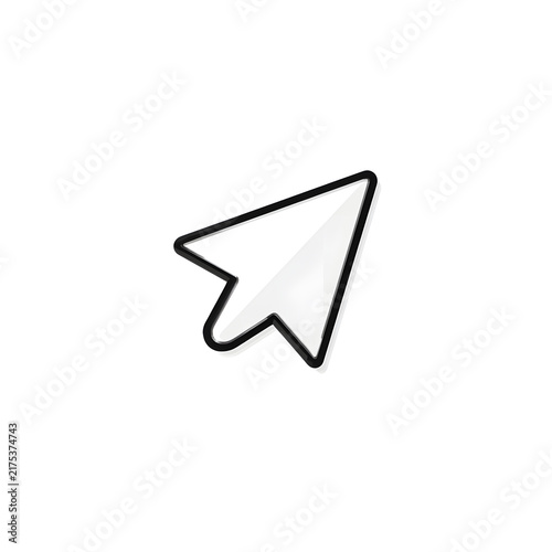 Minimalist White Mouse Cursor Icon with Black Outline Isolated on White