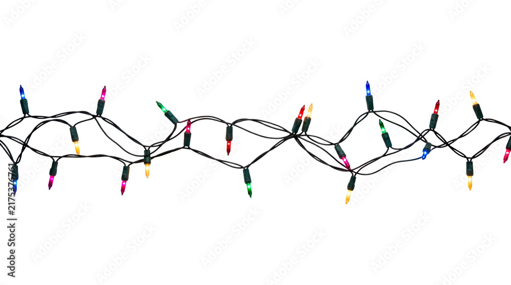 Naklejka premium String of christmas lights isolated on transparent background