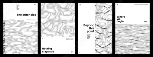 Cuadro en lienzo Minimalist poster set with abstract wave line pattern and motivational quote