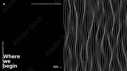 Cuadro en lienzo Black banner template with white wavy lines