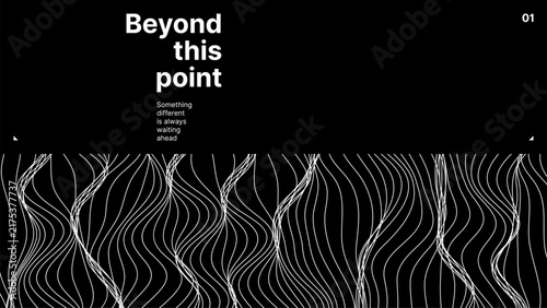 Cuadro en lienzo Beyond this point banner template with wavy lines on black background