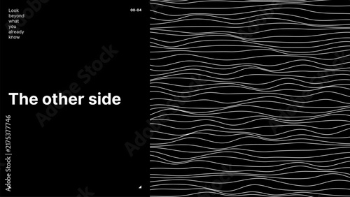 Cuadro en lienzo Black and white banner design template with wavy line pattern