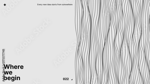 Cuadro en lienzo Minimalist banner template with where we begin text and abstract wavy line pattern