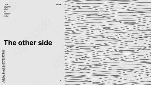 Cuadro en lienzo Wavy line pattern on minimalist banner template with text the other side