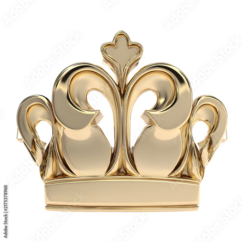 Golden Crown Isolated on White Background for Luxury, Royalty, Celebration and Premium Design Concepts