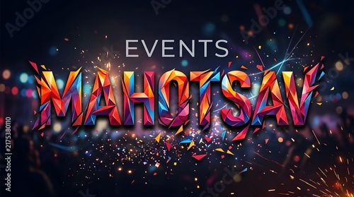 Mahotsav Cultural Events Festival Poster with Colorful Typography, Confetti, and Dramatic Celebration Background