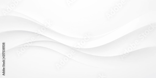Elegant abstract white and gray wave background featuring smooth layered curves, soft 3d shadows and flowing paper texture for clean minimalist modern presentation layouts.