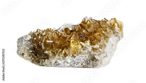 Bild auf Leinwand Authentic raw crystalline gemstone cluster showcasing unique tabular structure and gold facets