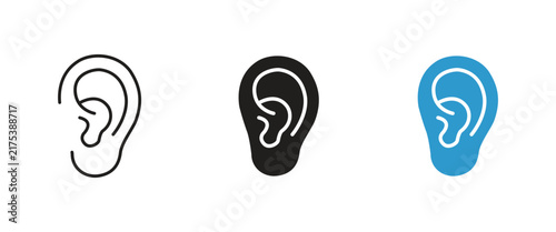 Foto human ear icon, hearing sense symbol, auditory system sign, medical ent anatomy