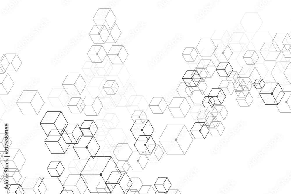 Obraz premium Abstract white hexagon pattern background. Modern tech grid with subtle glow. Premium design for copy space, template and presentation.