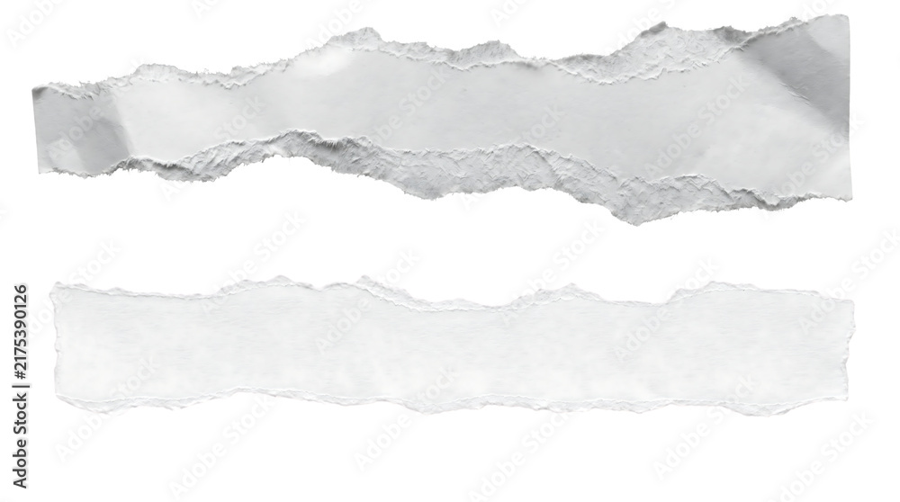 Fototapeta premium Two torn paper strips with rough edges