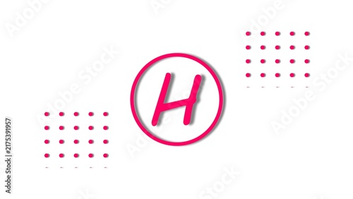 Minimalist pink letter h 4k illustration with geometric dot pattern on black background. 
