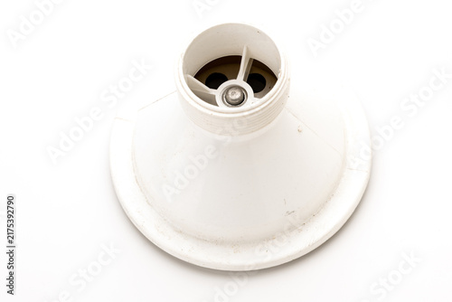 Fotografie A close-up view of a round metal sink drain with a circular design