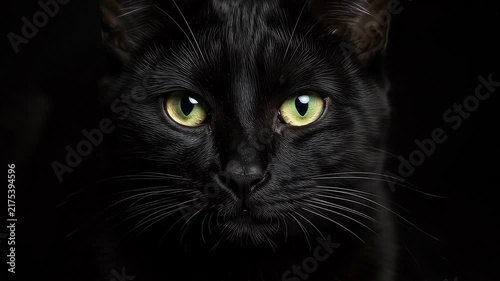 A seamless pattern closeup portrait of a mysterious black cat