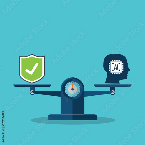 Artificial Intelligence Regulation and Legal Protection Concept with Balanced Scale