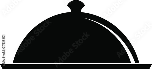 Food serving tray vector icon ,black silhouette serving cloche food cover