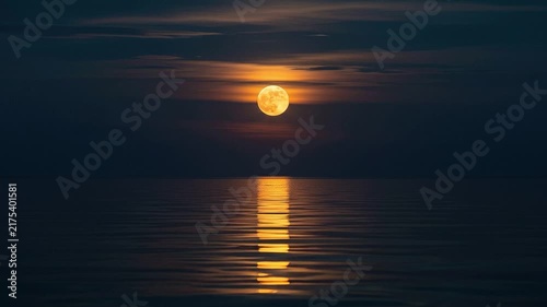 A seamless pattern full moon over calm ocean waters