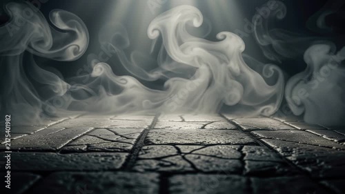 A seamless pattern spooky fog over dark stone ground