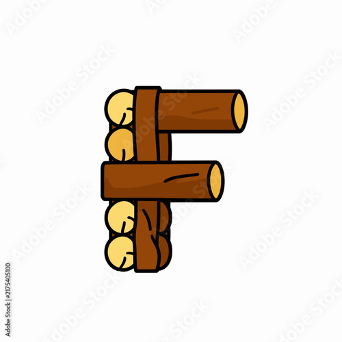 Wooden Letter F Illustration.