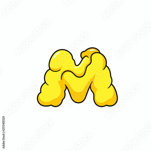 Yellow Bubble Letter M Logo.