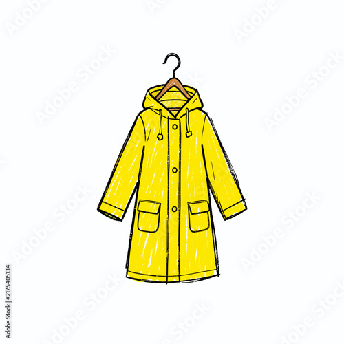Yellow Hooded Raincoat Illustration.