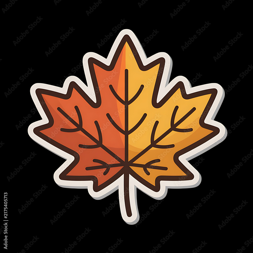 Fototapeta premium Maple leaf png sticker illustration for autumn, thanksgiving and Canada Day. 