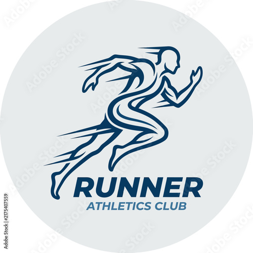 Dynamic Runner Silhouette With Speed Lines For Athletics Club Logo