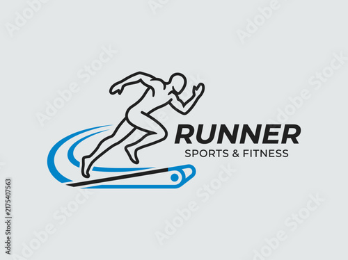 Dynamic Runner Treadmill Sports Fitness Emblem Modern