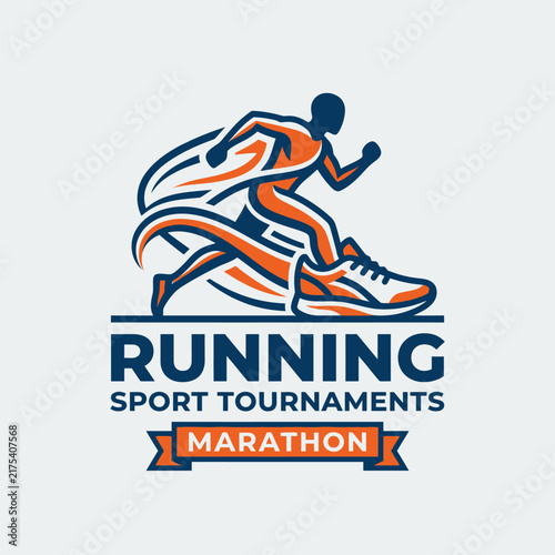 Dynamic Runner Sport Tournaments Marathon Logo Design Icon