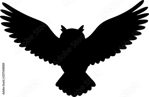 Flying Owl Silhouette Vector Illustration	