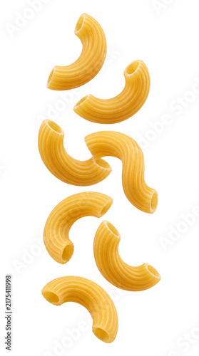 Принти на полотні Falling raw macaroni pasta isolated on transparent background