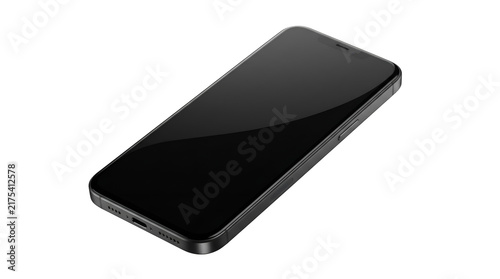 Obraz na płótnie Black smartphone with empty screen isolated on a simple surface