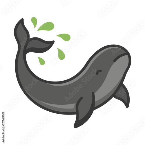 Obraz na płótnie Cartoon whale with water splashes