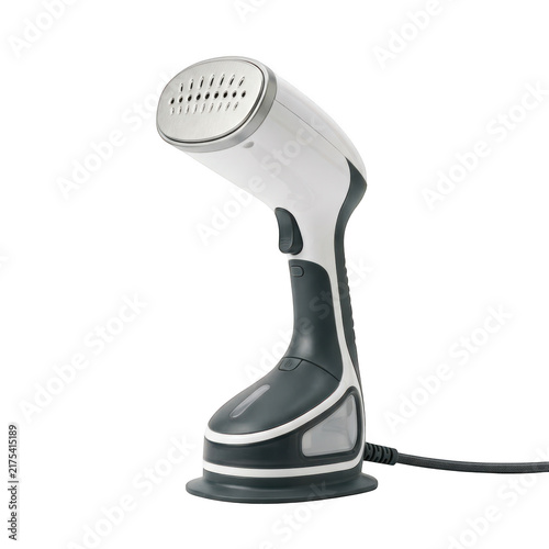 Handheld garment steamer for clothes with water tank isolated on transparent background