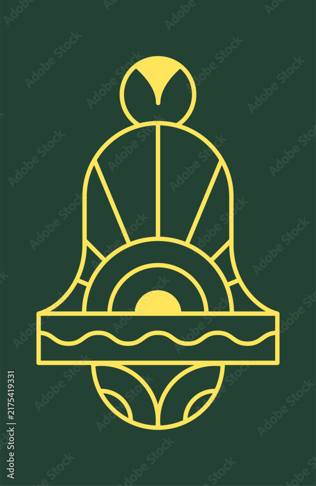 Naklejka premium Bell Ornament Geometric Line Art Deco