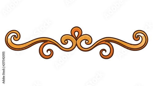 Elegant golden vintage flourish scroll divider for decorative page borders and luxury invitation graphic design elements