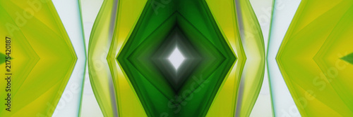 Fotografie Vibrant green abstract background featuring symmetrical geometric shapes and sof