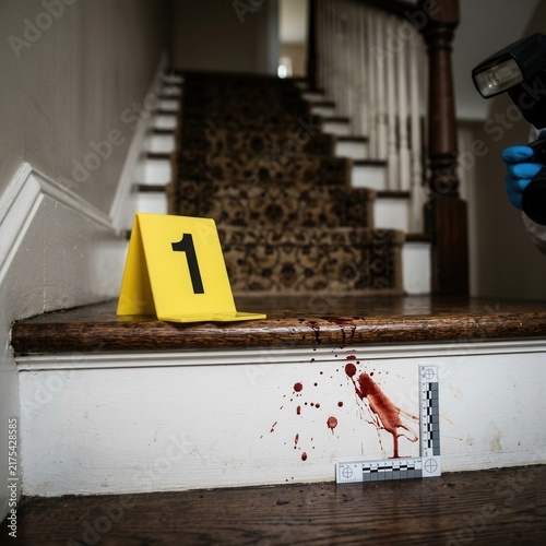 Crime Scene Investigation Staircase Blood Evidence Marker