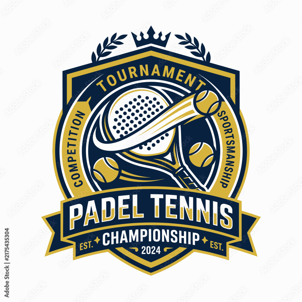 Fototapeta premium Padel Tennis Tournament Championship Emblem Logo Design
