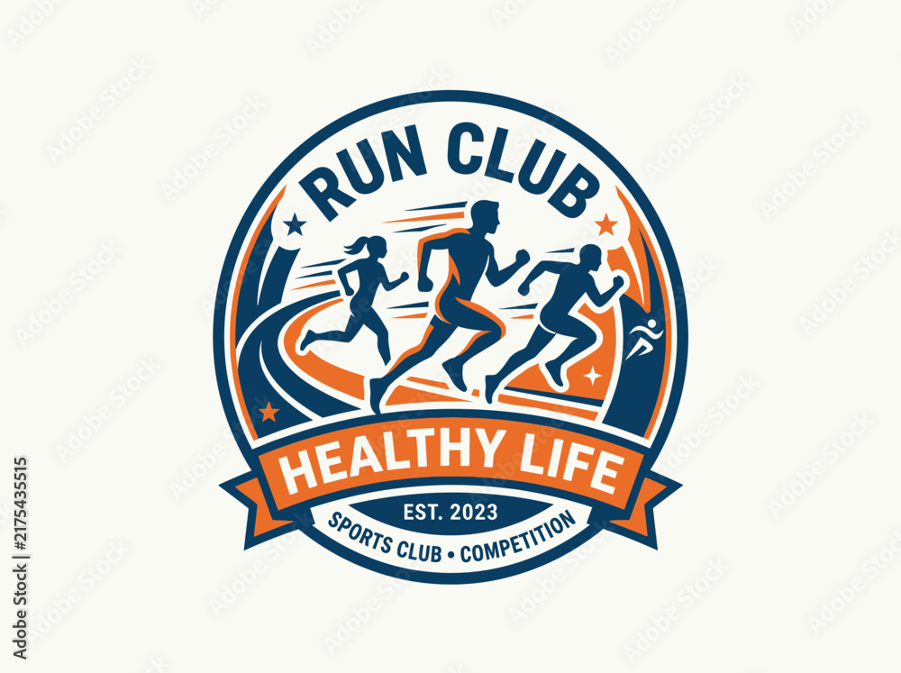 Fototapeta premium Run Club Healthy Life Sports Competition Emblem Design