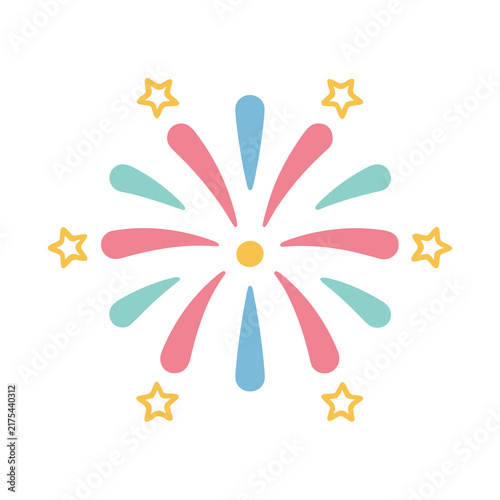 Colorful abstract firework burst with stars